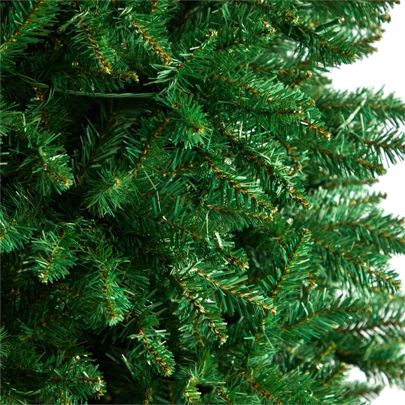Pemberly Row 12ft Slim Green Mountain Pine Christmas Tree with 1100 Clear LED