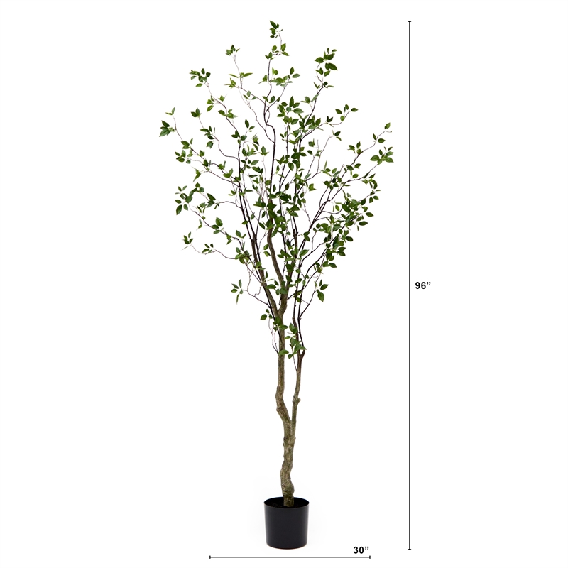 Pemberly Row Traditional 8ft Minimalist Citrus Artificial Tree in Green