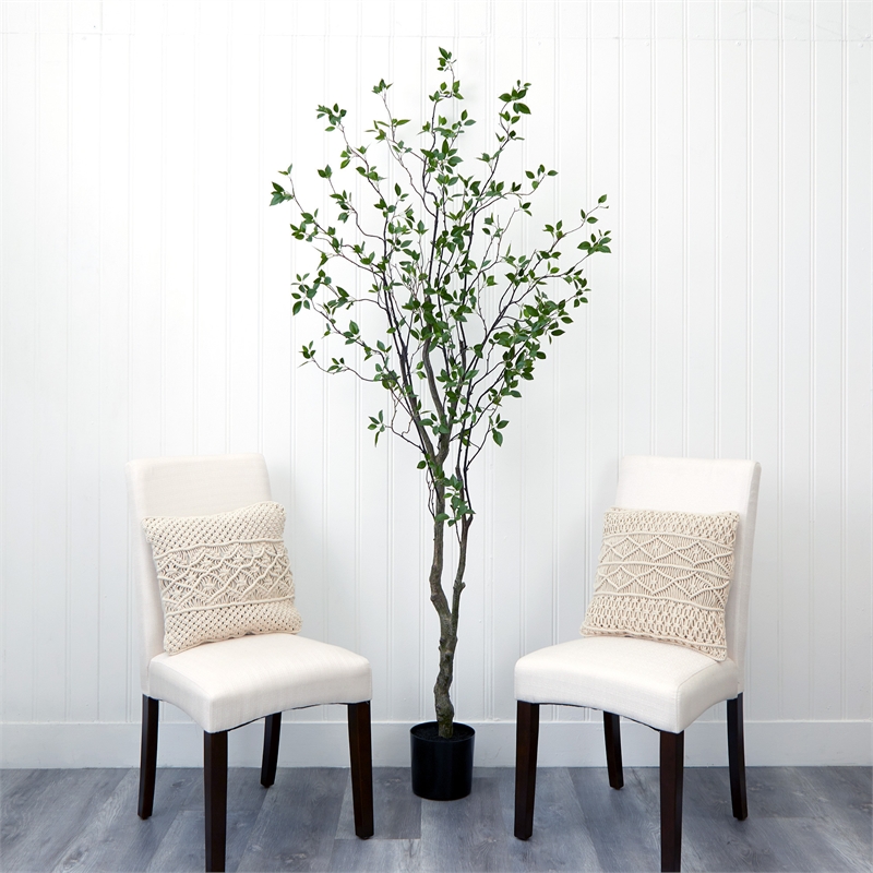 Pemberly Row Traditional 8ft Minimalist Citrus Artificial Tree in Green