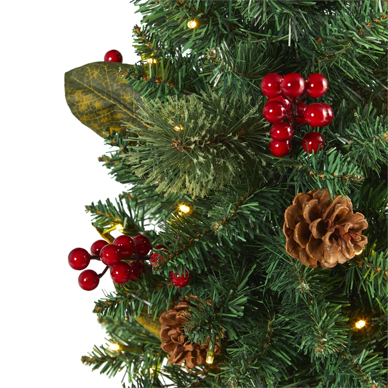 Pemberly Row 2ft Pine Pinecone and Berries Christmas Tree with 35 LED Lights