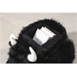 Pemberly Row Set of 2 Cow Storage Ottoman with Long Black Fur Wood Frame
