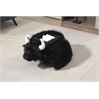 Pemberly Row Set of 2 Cow Storage Ottoman with Long Black Fur Wood Frame