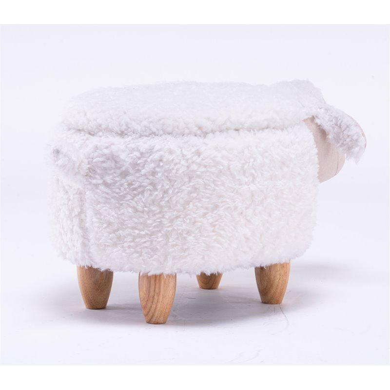 Pemberly Row Set of 2 The Sheep Fabric Storage Ottoman/Stool in White/Natural