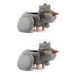 Pemberly Row Set of 2 The Dinosaur Fabric Storage Ottoman/Stool in Gray/Natural