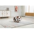Pemberly Row Set of 2 Adorable Cow Fur Fabric & Wood Ottoman in Brown/White