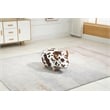 Pemberly Row Set of 2 Adorable Cow Fur Fabric & Wood Ottoman in Brown/White