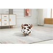 Pemberly Row Set of 2 Adorable Cow Fur Fabric & Wood Ottoman in Brown/White