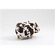 Pemberly Row Set of 2 Adorable Cow Fur Fabric & Wood Ottoman in Brown/White