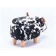 Pemberly Row Set of 2 The Cow Fabric Storage Ottoman/Stool in Black and White