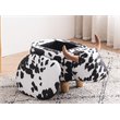 Pemberly Row Set of 2 The Cow Fabric Storage Ottoman/Stool in Black and White