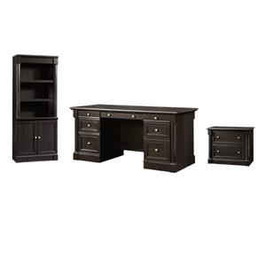 Pemberly Row Set of 3 Executive Desk & Bookcase & Lateral File Cabinet