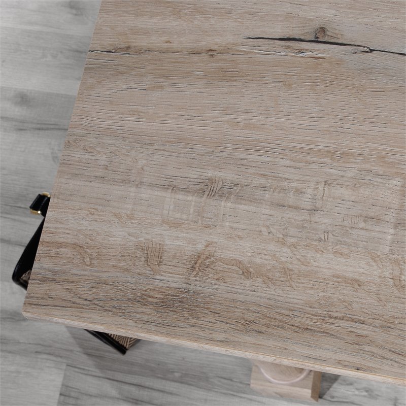 Pemberly Row Set of 3 Split Oak Bookcase & Lateral File Cabinet & Computer Desk