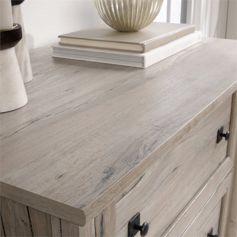 Pemberly Row Set of 3 Split Oak Bookcase & Lateral File Cabinet & Computer Desk