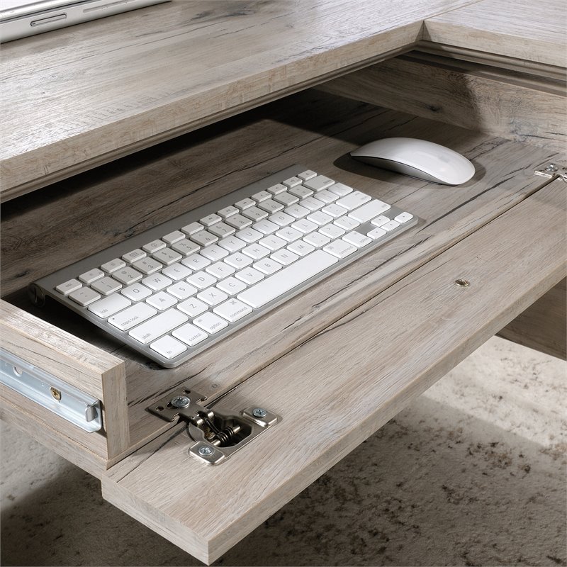 Pemberly Row Set of 2 Wood 3-Shelf Bookcase & L-Shaped Computer Desk - Split Oak