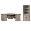 Pemberly Row Set of 2 Wood 3-Shelf Bookcase & L-Shaped Computer Desk - Split Oak