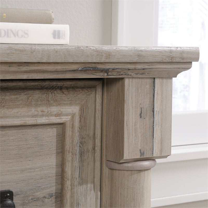 Pemberly Row Set of 2 Lateral File Cabinet & L-Shaped Computer Desk in Split Oak