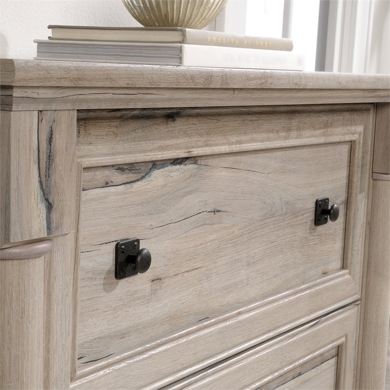 Pemberly Row Set of 2 Lateral File Cabinet & L-Shaped Computer Desk in Split Oak