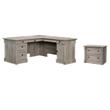 Pemberly Row Set of 2 Lateral File Cabinet & L-Shaped Computer Desk in Split Oak
