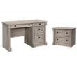 Pemberly Row Set of 2 Wood Lateral File Cabinet & Computer Desk in Split Oak