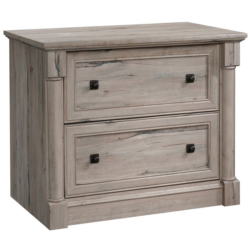 Pemberly Row Set of 2 Wood 3-Shelf Bookcase & Lateral File Cabinet in Split Oak
