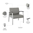 Pemberly Row Set of 4 Waiting Room Guest Chairs in Light Gray Vinyl