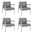 Pemberly Row Set of 4 Waiting Room Guest Chairs in Light Gray Vinyl