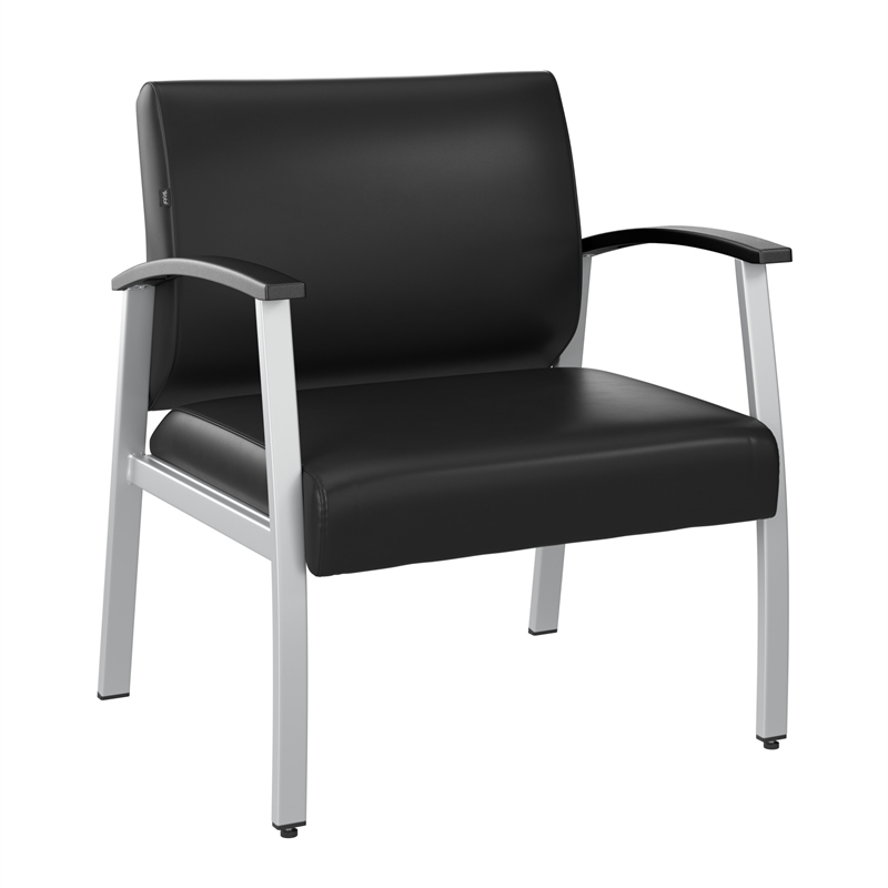 Pemberly Row Set of 4 Waiting Room Guest Chairs in Black Vinyl