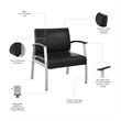 Pemberly Row Set of 4 Waiting Room Guest Chairs in Black Vinyl