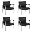 Pemberly Row Set of 4 Waiting Room Guest Chairs in Black Vinyl