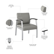 Pemberly Row Set of 4 Waiting Room Guest Chairs with Arms in Light Gray Vinyl