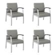 Pemberly Row Set of 4 Waiting Room Guest Chairs with Arms in Light Gray Vinyl
