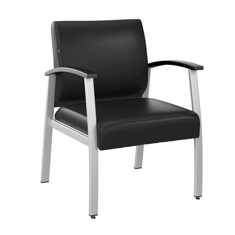 Pemberly Row Set of 4 Waiting Room Guest Chairs with Arms in Black Vinyl