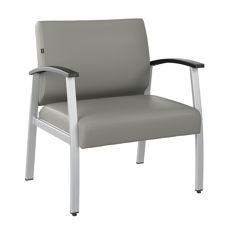 Pemberly Row Set of 2 Waiting Room Guest Chairs in Light Gray Vinyl