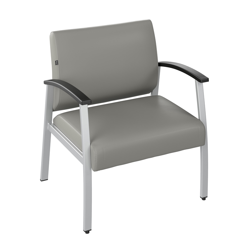 Pemberly Row Set of 2 Waiting Room Guest Chairs in Light Gray Vinyl