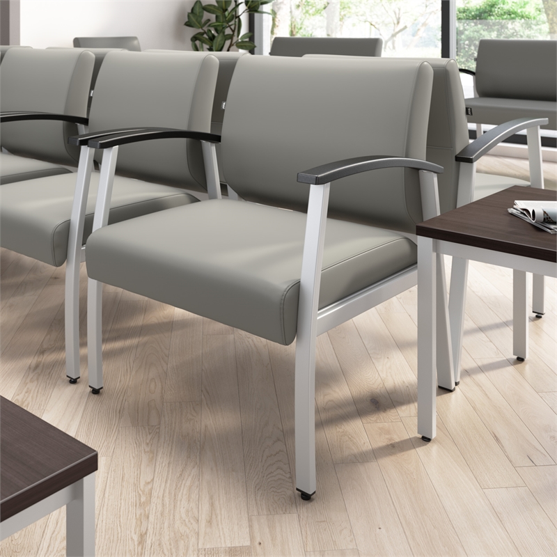 Pemberly Row Set of 2 Waiting Room Guest Chairs in Light Gray Vinyl