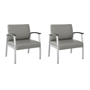 Pemberly Row Set of 2 Waiting Room Guest Chairs in Light Gray Vinyl