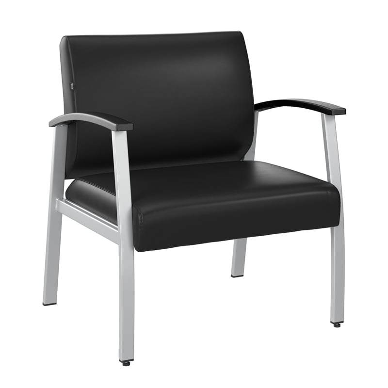Pemberly Row Set of 2 Waiting Room Guest Chairs in Black Vinyl