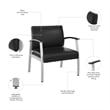 Pemberly Row Set of 2 Waiting Room Guest Chairs in Black Vinyl