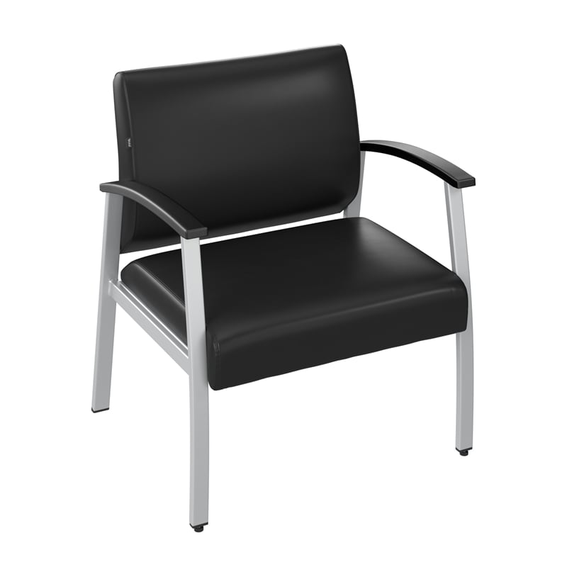 Pemberly Row Set of 2 Waiting Room Guest Chairs in Black Vinyl