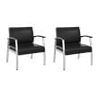 Pemberly Row Set of 2 Waiting Room Guest Chairs in Black Vinyl