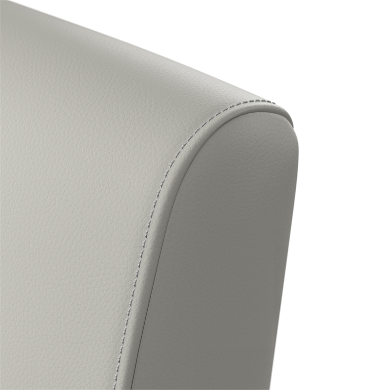 Pemberly Row Set of 2 Waiting Room Guest Chairs with Arms in Light Gray Vinyl