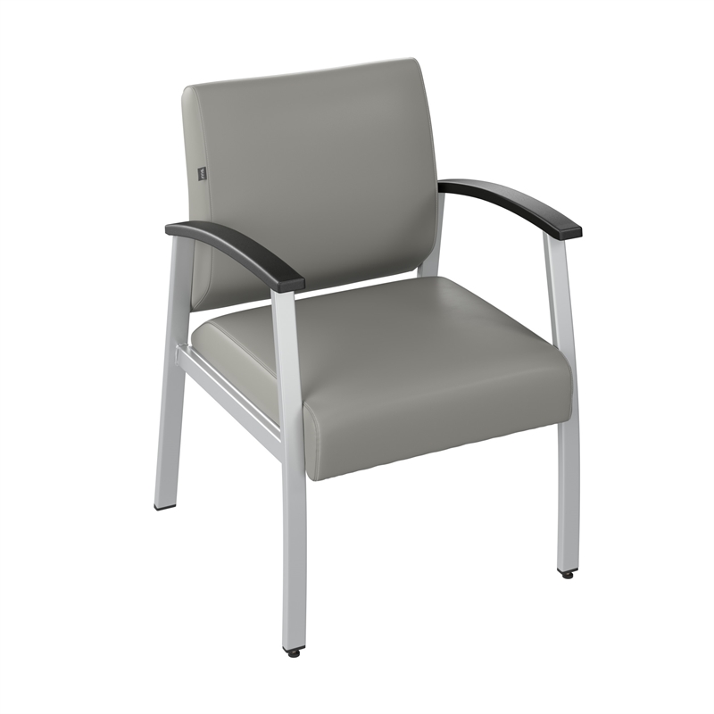 Pemberly Row Set of 2 Waiting Room Guest Chairs with Arms in Light Gray Vinyl