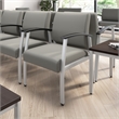 Pemberly Row Set of 2 Waiting Room Guest Chairs with Arms in Light Gray Vinyl