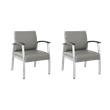 Pemberly Row Set of 2 Waiting Room Guest Chairs with Arms in Light Gray Vinyl