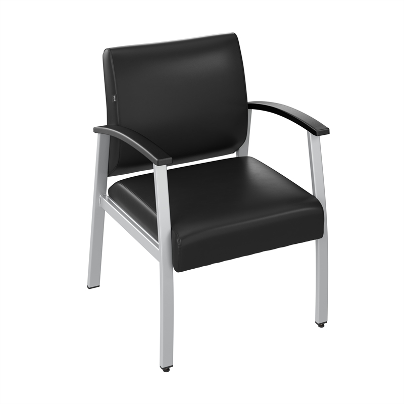 Pemberly Row Set of 2 Waiting Room Guest Chairs with Arms in Black Vinyl