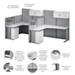 Pemberly Row Set of 3 5-Shelf Bookcase & 2 L Cubicle Desks in White