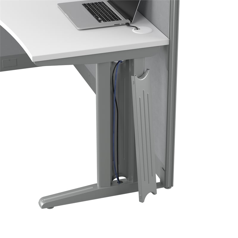 Pemberly Row Set of 3 5-Shelf Bookcase & 2 L Cubicle Desks in White