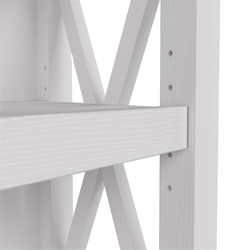Pemberly Row Set of 3 5-Shelf Bookcase & 2 L Cubicle Desks in White