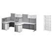 Pemberly Row Set of 3 5-Shelf Bookcase & 2 L Cubicle Desks in White