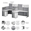 Pemberly Row Set of 3 2-Drawer File Cabinet & 2 L Cubicle Desks in White